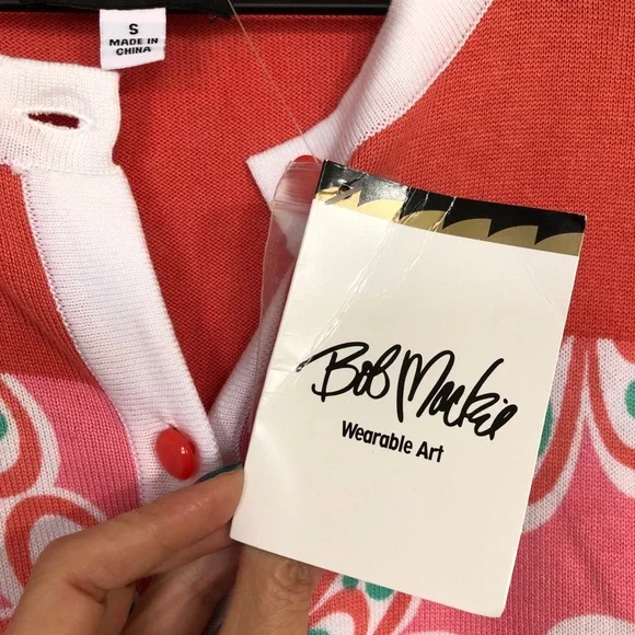 NWT Bob Mackie Floral Mod cardigan Pink Small - Picture 8 of 11